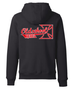 Old school Kapuzenjacke Oldschoolrebel Logo Rückenansicht